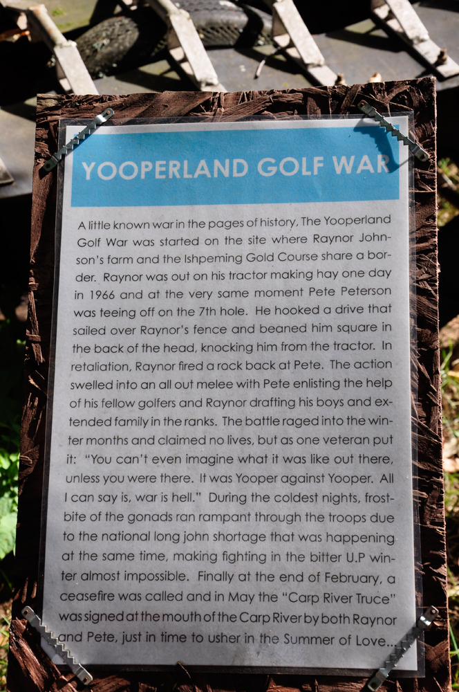 sign about Yooperland Golf War