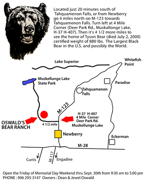 directions to Oswald's Bear Ranch