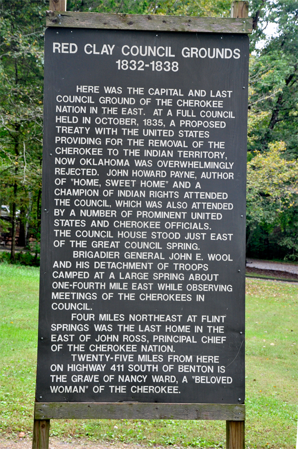 sign about the Red Clay Council Grounds