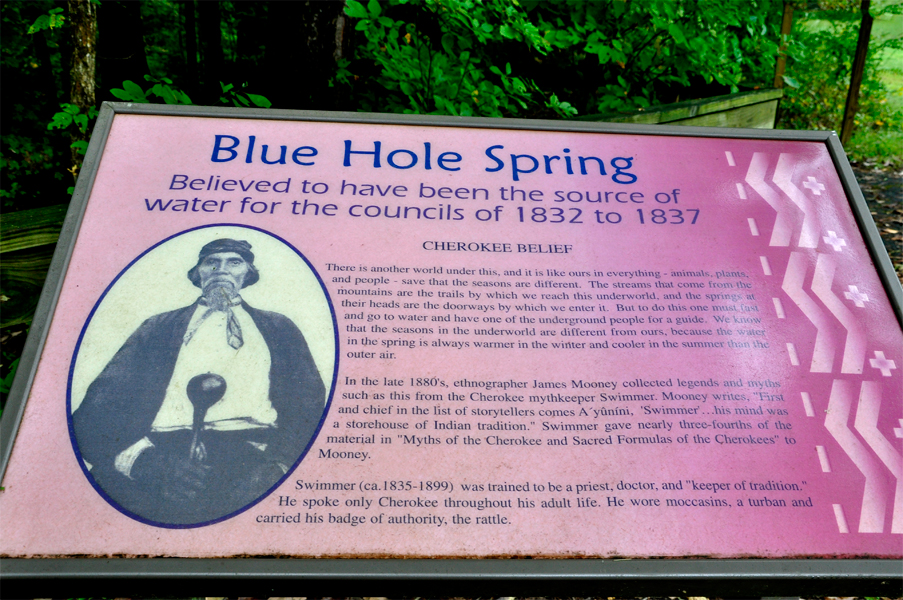 sign about Blue Hole Spring
