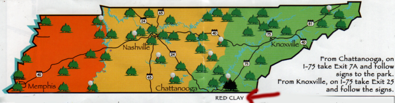 Tennessee map showing location of Red Clay