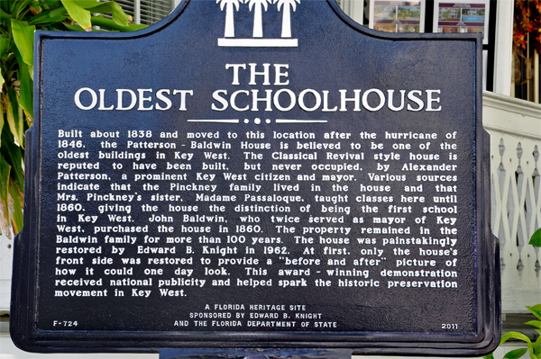 sign about the oldest schoolhouse