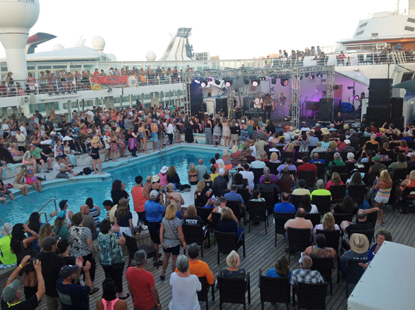 the crowd at a pool deck concert