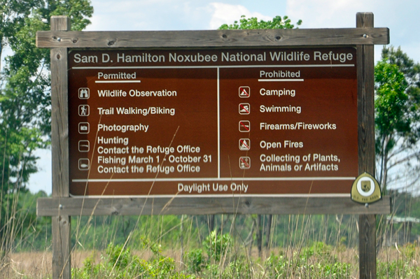 Sam D Hamilton Noxubee National Wildlife Refuge sign