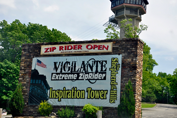 Inspiration Tower and Zip Line sign and entrance