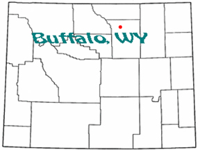 Map of Wyoming showing location of Buffalo