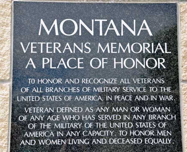 plaque: Montana Veterans Memorial