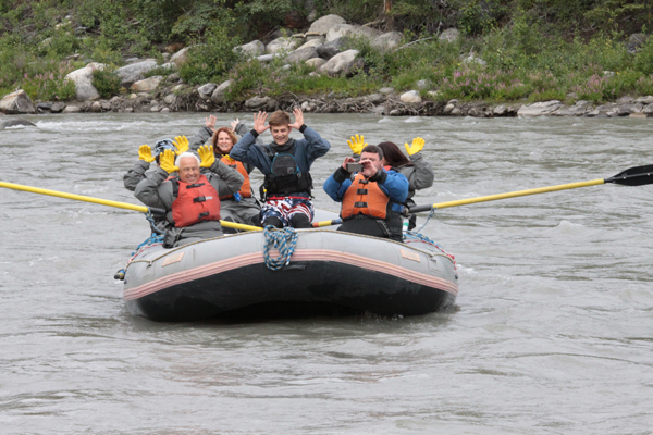 the two RV Gypsies and family whitewater rafting