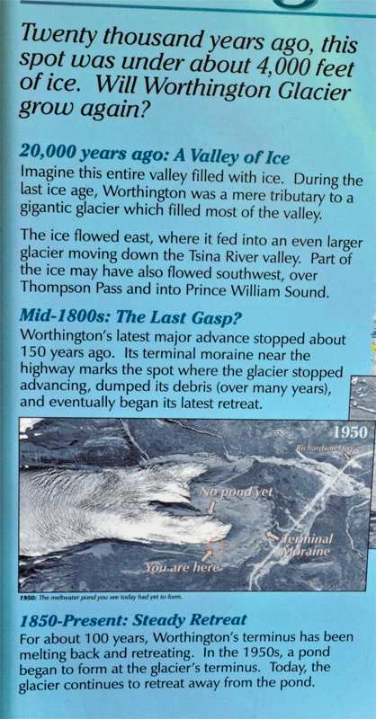 sign about Worthington Glacier