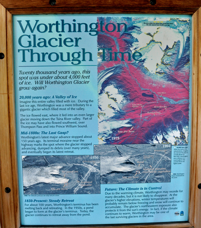sign: Worthington Glacier through time