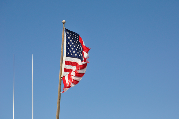 An American Flag in need of repair