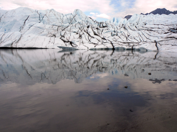 Matanuska Glacier and the lake's reflection