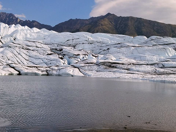 Matanuska Glacier and the lake's reflection