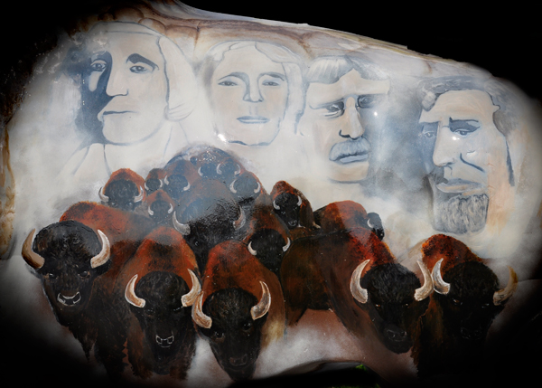 close-up of the painted buffalo shown above
