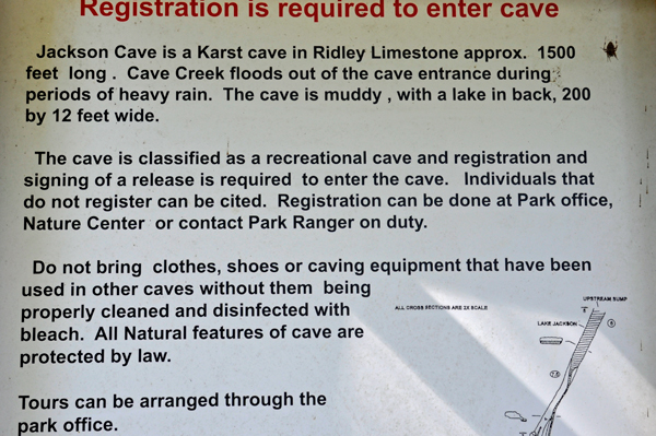 sign about the cave
