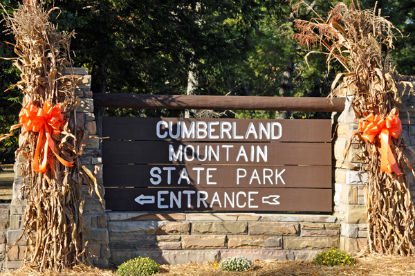 sign: Cumberland Mountain State Park entrance