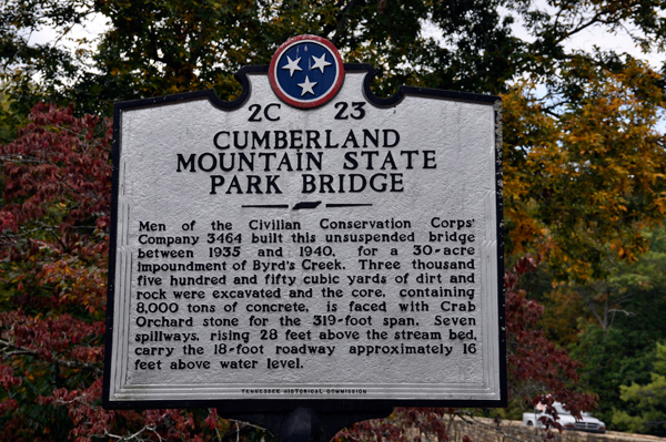 sign: Cumberland Mountain State Park Bridge