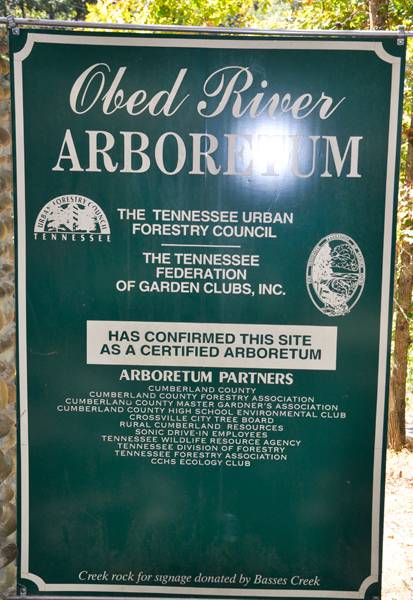 sign: Obed River Arboretum