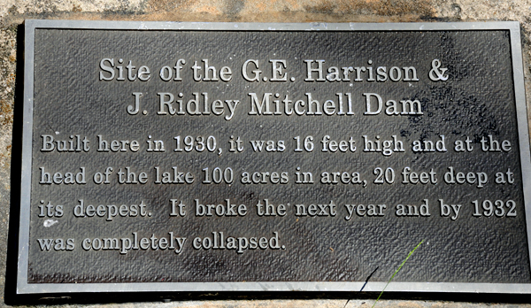 plaque: G.E. Harrison and J. Ridley Mitchell Dam