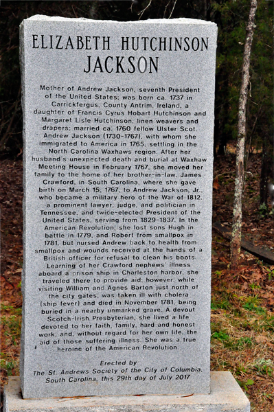 sign about the mother of Andrew Jackson