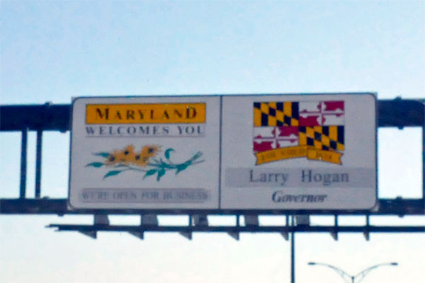Maryland Welcome Sign 2019