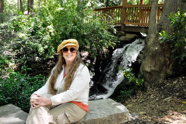 Karen Duquette by the waterfall