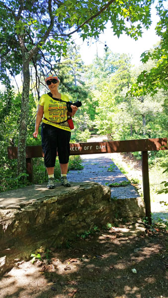 Karen Duquette at the top of the dam