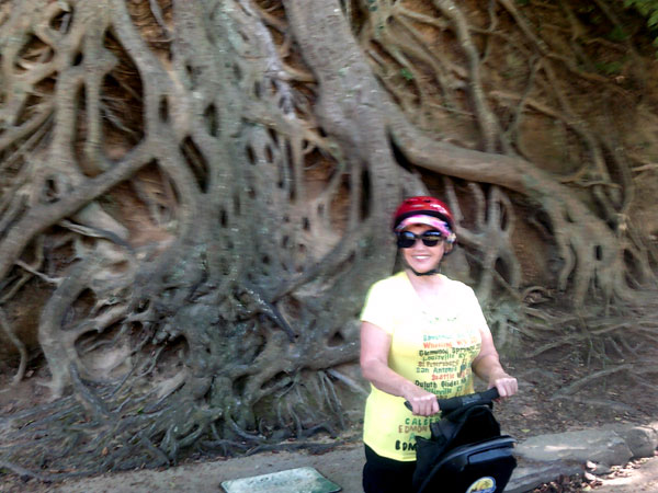 Karen Duquette by the big tree roots