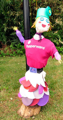 front of Tupperware scarecrow
