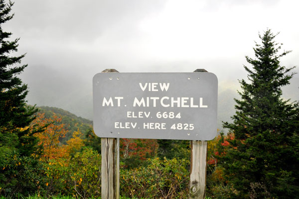 sign about Mt. Mitchell