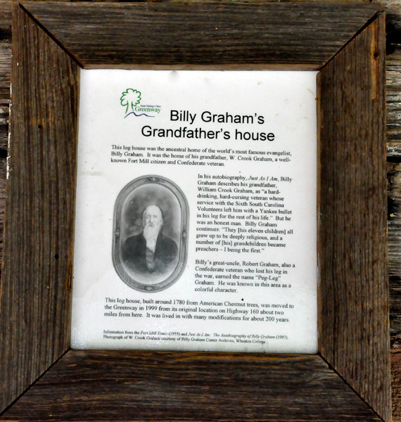 Billy Graham's Grandfather's House sign