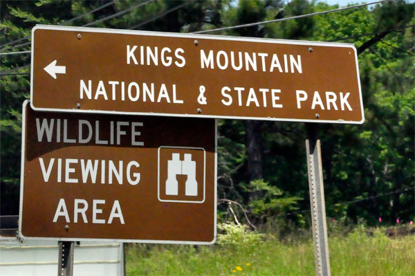 Kings Mountain National and State Park sign