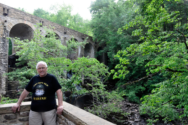 Lee Duquette at the dam side at Cumberland Mountain State Park