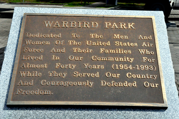 Warbird Park dedication plaque