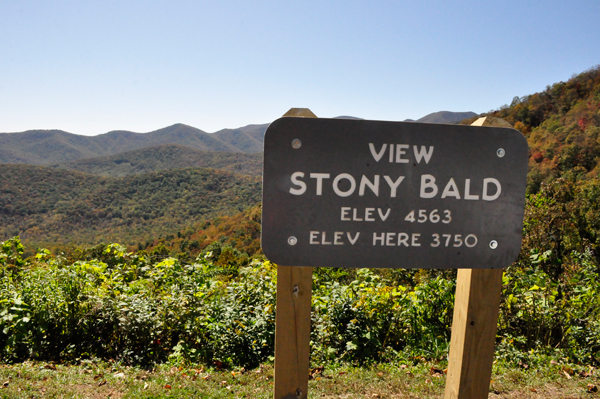 Stony Bald overlook sign
