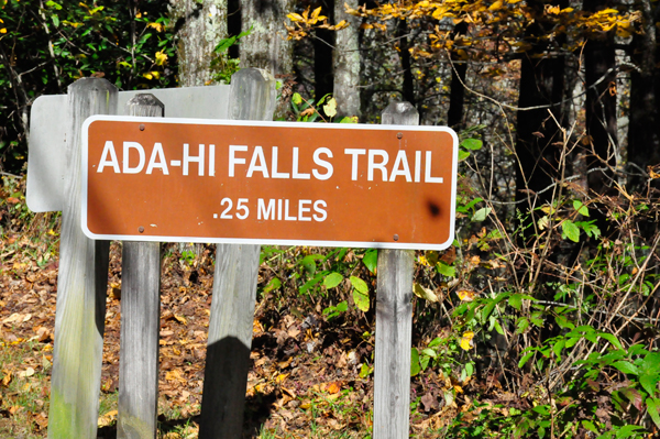 Ada-Hi Falls Trail sign