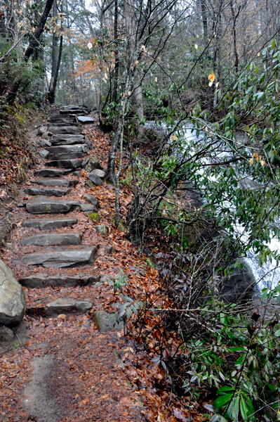 steep, uneven rock stairs