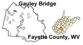 WV map showing location of Gauley Bridge