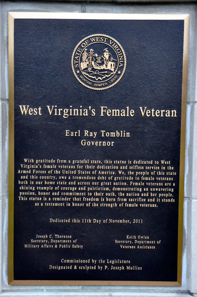 West Virginia's Female Veteran plaque
