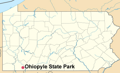 PA map showing location of Ohiopyle Falls