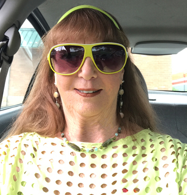 Karen Duquette in the car - a selfie
