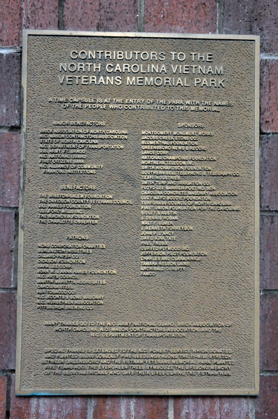A plaque listing the contributors