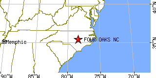 NC map showing location of Four Oaks