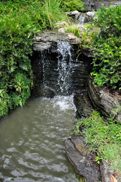 close-up of the small waterfall