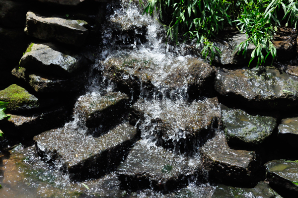 close-up of water flowing over the rocks