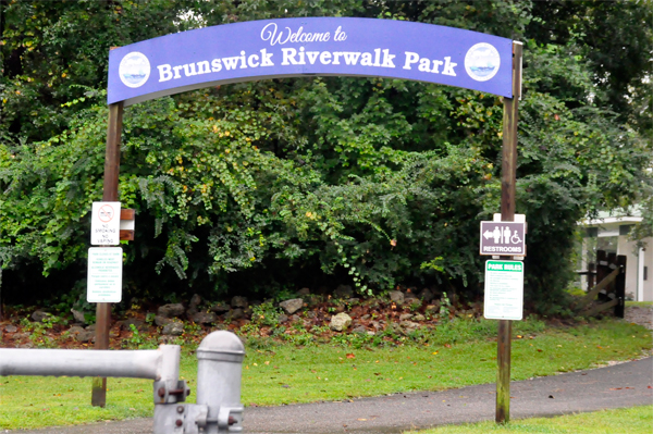 Welcome to Brunswick Riverwalk Park sign