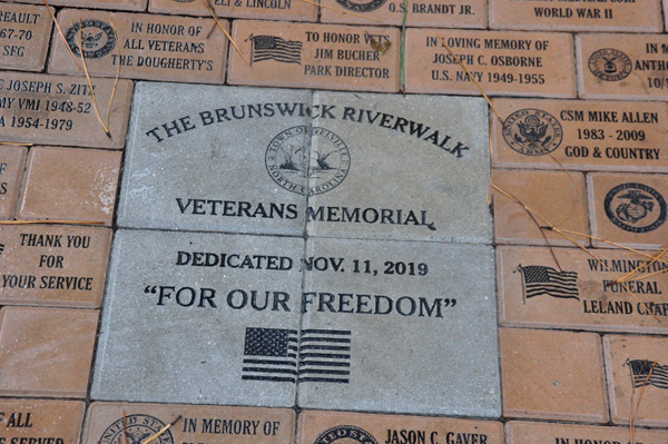 The Brunswick Riverwalk Veteran's?Memorial plaque