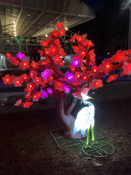bird and lit tree