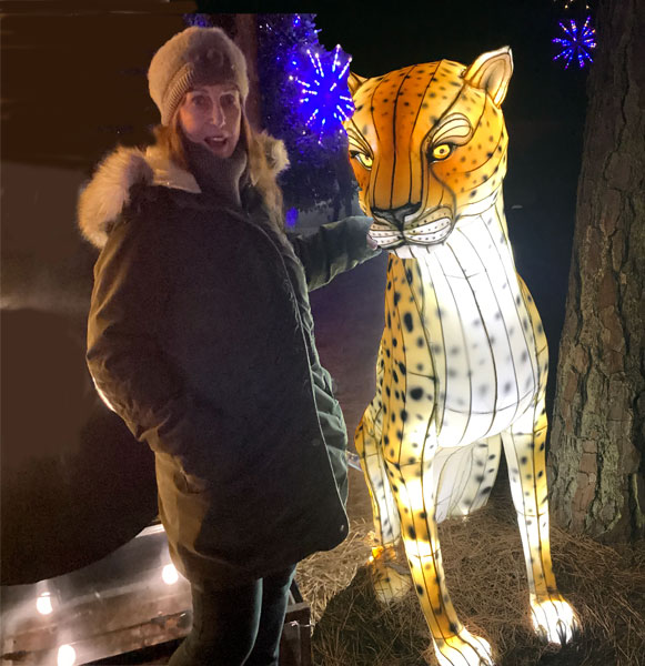 Karen Duquette and a leopard