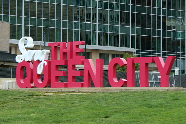 The Queen City big red sign